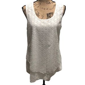 {Ma Cherie Maternity} NWT White Crochet Front Sleeveless Blouse